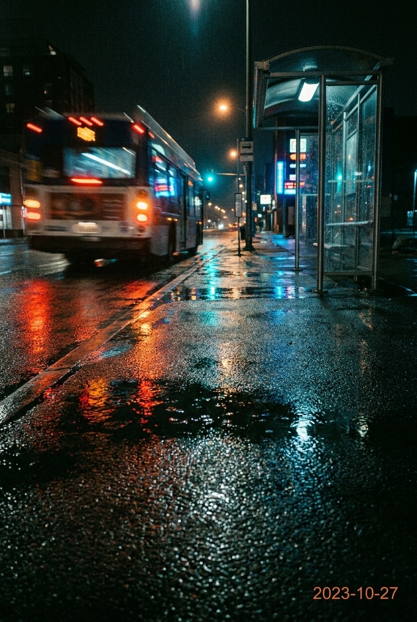 A neon-lit nighttime scene made by Muse.